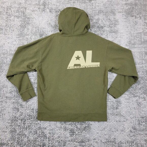 America Lumber Hoodie Mens Large Army Green Patriotic Employee Full Zip - Picture 7 of 8